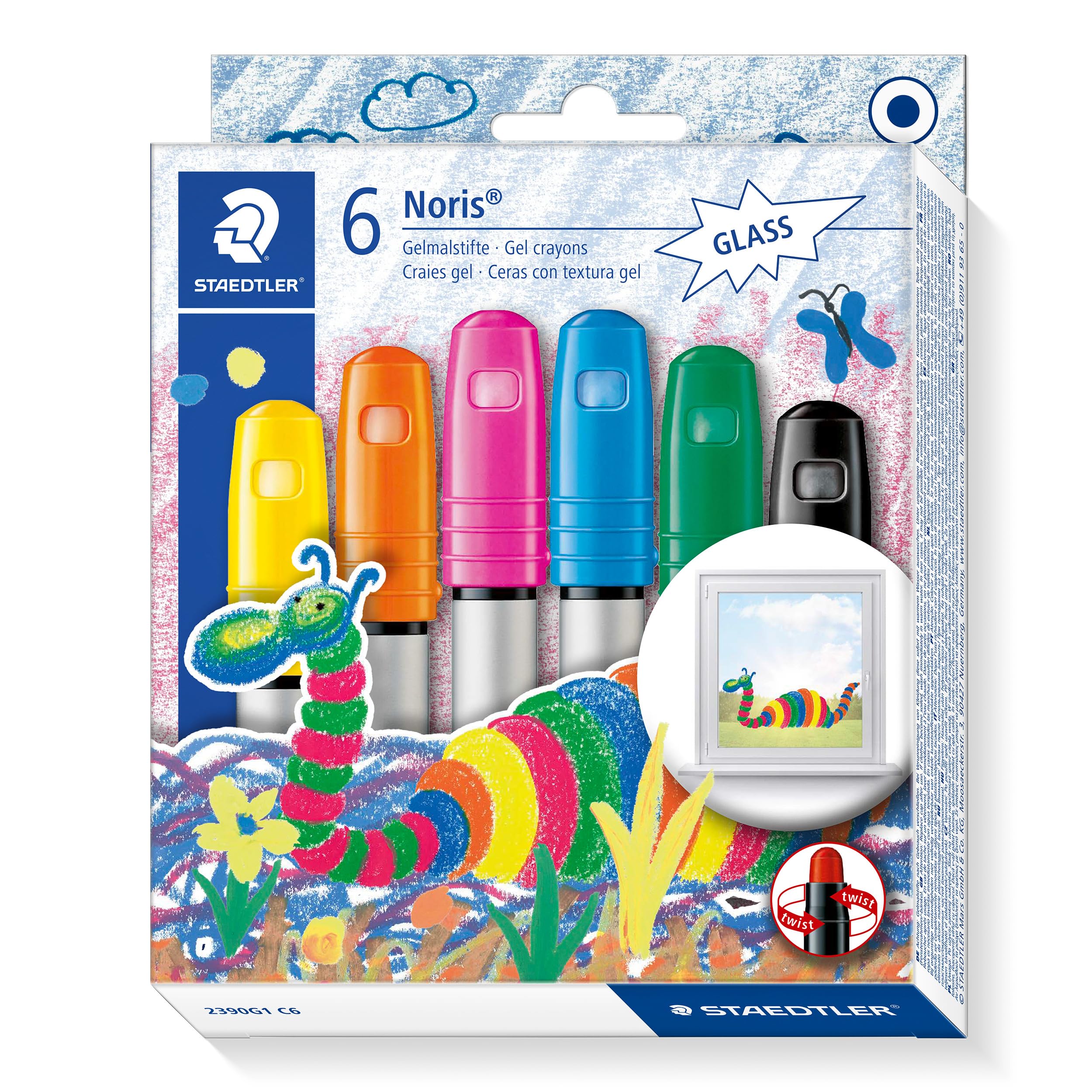 Staedtler 2390G1C6 Gel Crayons for Dark and Smooth Surfaces Pack of 6