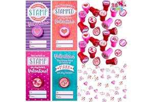 JOYIN 36 pack Valentines Day Gift Cards with Gift Valentine Stampers for Classroom Exchange Prizes Party Favor Toys