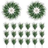 Alpurple 60 PCS Artificial Green Pine Needles Branches- Small Pine Twigs Stems Picks- Fake Greenery Pine Picks for Christmas Garland Wreath Embellishing and Home Holiday Garden Decoration