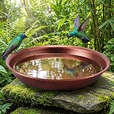 Dunkive Bird Bath Bowl, Vintage Metal Bird Bath for Outdoor | 12.59'' Dia 2.7" Depth Heavy Duty Birdbath Bowls only Large Capacity Birds Baths Feeder Bowl for Garden Patio Yard Lawn Decor