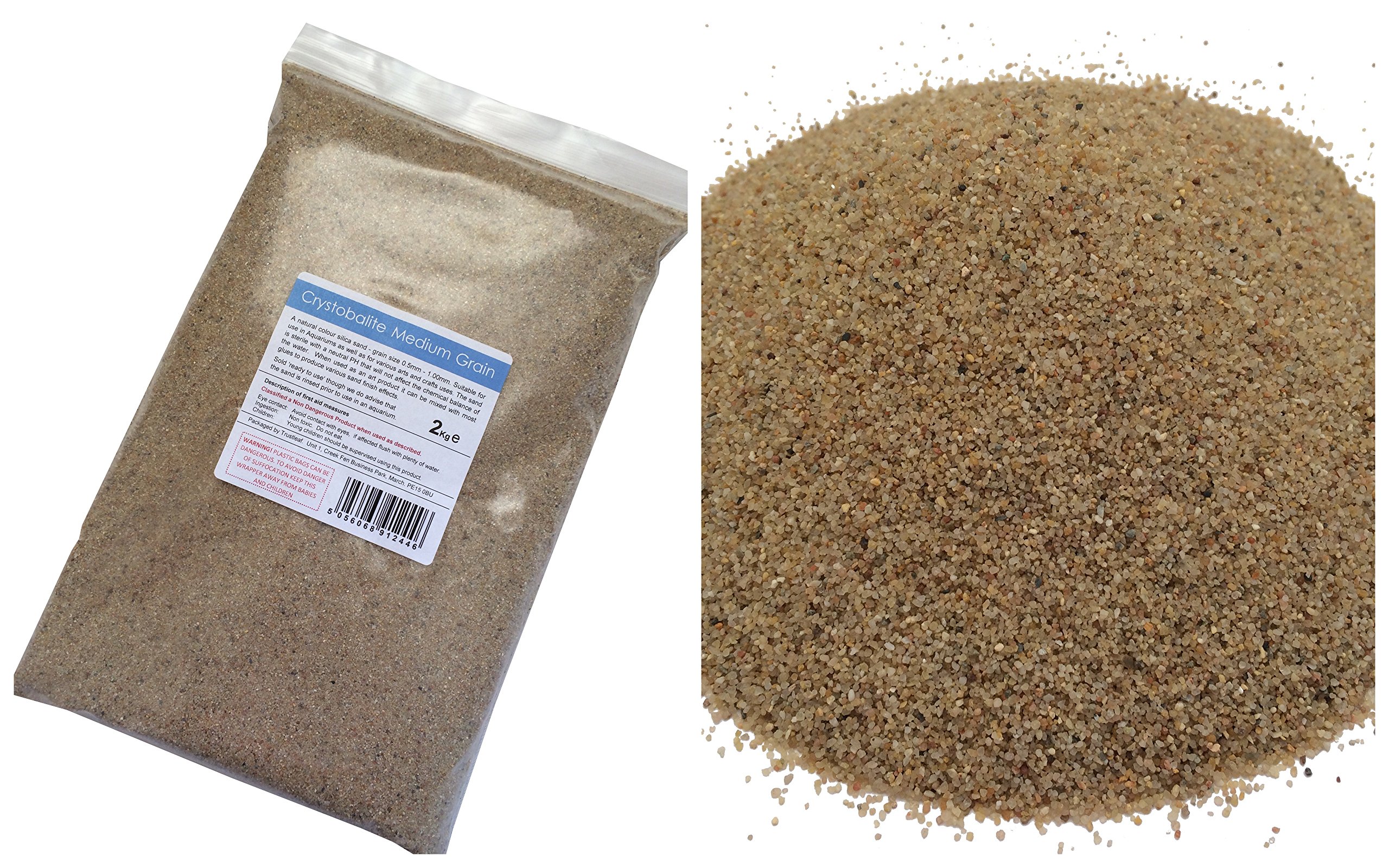 Trustleaf 2kg Natural Colour Silica Sand - Medium Grain - Arts & Crafts - Aquariums