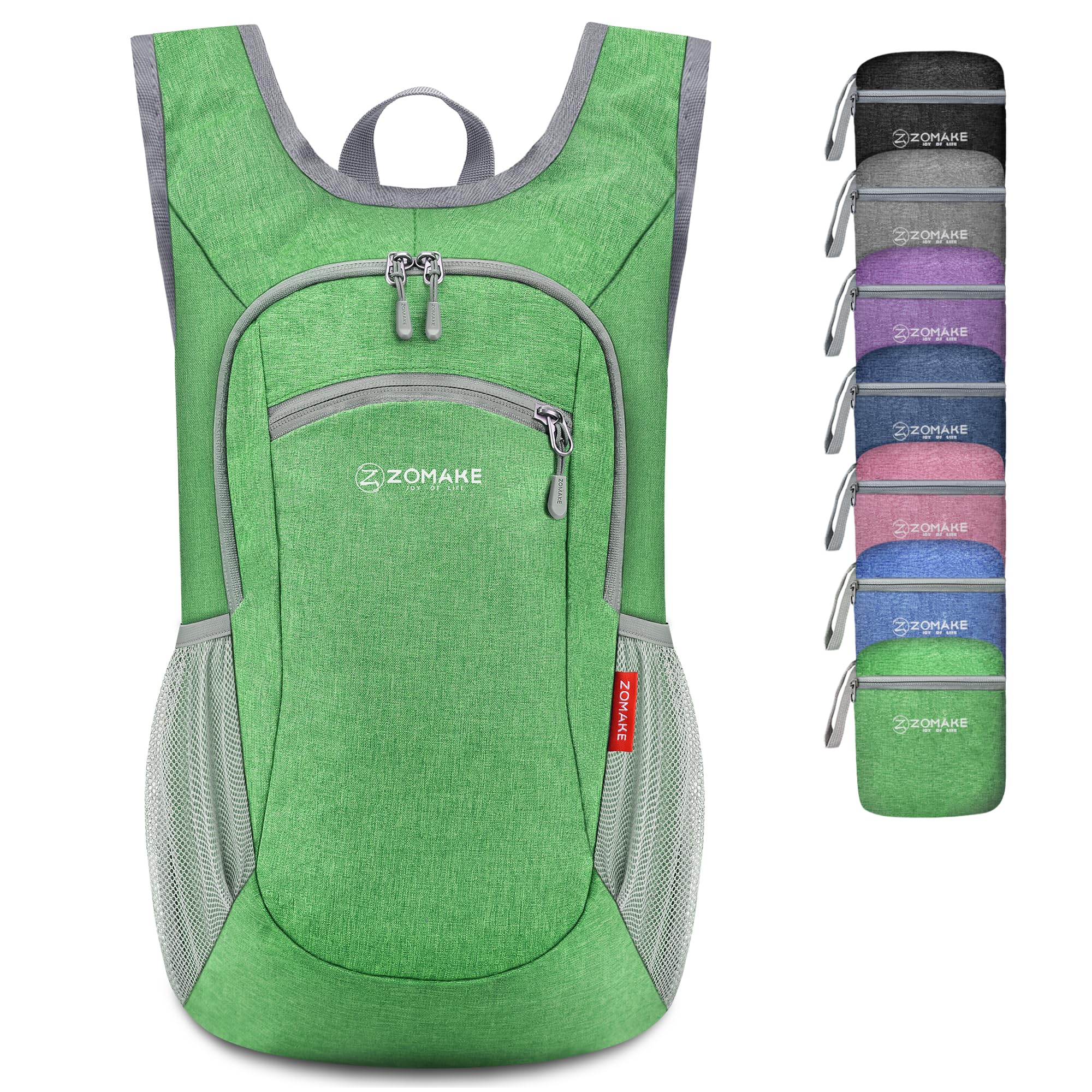 ZOMAKE Lightweight Foldable Backpack, Packable Rucksack 10L Folding Small Back Pack Foldaway Ultralight Daypack Collapsible for Women Men Travel Hiking Walking (Dark Green)