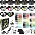 MageRabbit Dart Accessories Kit Including 36pcs Dart Flights 45pcs Dart Shafts for Steel/Soft Tip Darts,Sharpener, Dart Stems Remover Tool, 50 Metal Rings,50 Rubber Rings, Pack of 195pcs Accessories