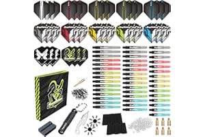 MageRabbit Dart Accessories Kit Including 36pcs Dart Flights 45pcs Dart Shafts for Steel/Soft Tip Darts,Sharpener, Dart Stems Remover Tool, 50 Metal Rings,50 Rubber Rings, Pack of 195pcs Accessories