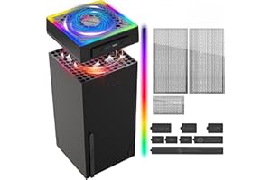 INITMMO Cooling Fan Dust Proof for Xbox Series X with Colorful Light Strip,Efficient Mute Top Cooler System,RGB LED Light& Independent Touch Switch,2 USB Ports,Xbox X Accessories with Extra Dust Plugs