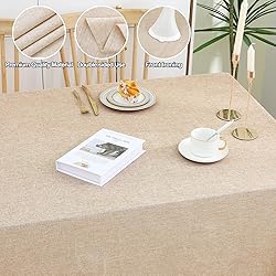smiry Rectangle Faux Linen Table Cloth, Waterproof