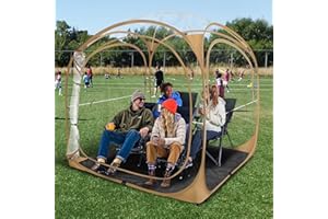 Baobrava Pop Up Sports Tent - Clear Bubble Tent With Thick PVC, Scratch-Resistant - Instant Weather Proof Pod With Extra Top Cover for Soccer, Football Games, Outdoor Events - 1-6 Person