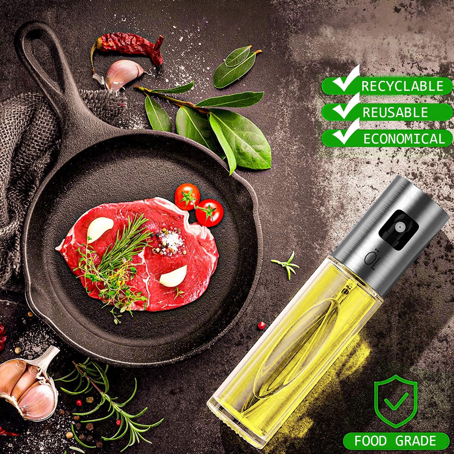 LAO XUE Olive Oil Sprayer Food-Grade Glass Bottle Gispenser For Cooking, BBQ, Salad, Kitchen Baking, Roasting, Frying: Kitchen & Dining