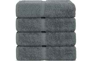 Chakir Turkish Linens 100% Cotton Premium Turkish Towels for Bathroom | 30'' x 60'' Large Bath Towels (4 Piece, Dark Gray)