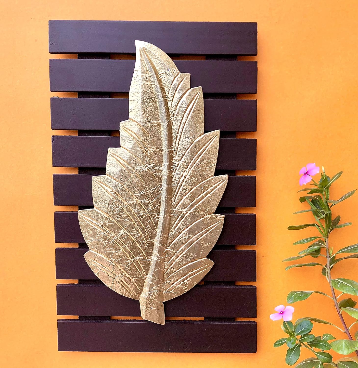 Maple Craft Brass Leaf Wall Art(Gold Brown_10 X 16