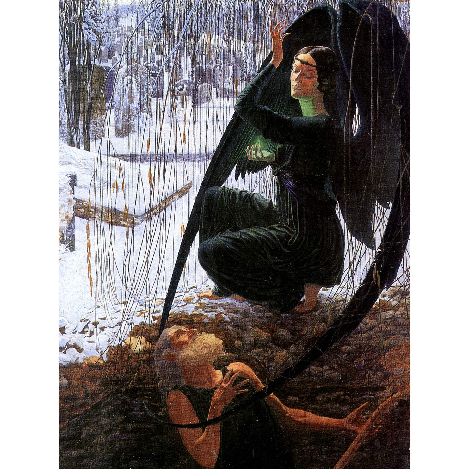 Artery8 Schwabe Death And Gravedigger Painting Premium Wall Art Canvas Print 18X24 Inch