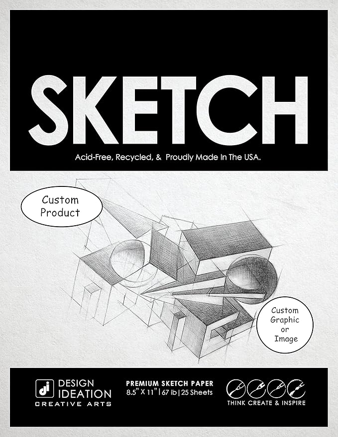 CUSTOM Premium Paper Sketch Pad for Pencil, Ink, and