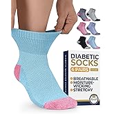 Pembrook Ankle Diabetic Socks for Women & Men | 6 Pairs | Wide Non Binding Socks Quarter Length | Edema Neuropathy Socks