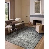 Loloi Amber Lewis Josie Ocean/Natural 9'-0" x 12'-0" Area Rug | JOS-01 Machine Washable Printed Approx. 9x12 Blue Living room Dining room Bedroom, Vintage Inspired, Area Rug