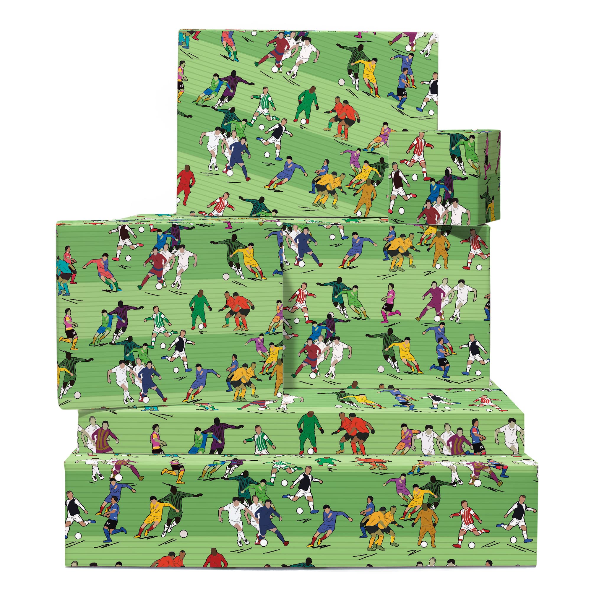 Football Wrapping Paper - 6 Sheets of Gift Wrap with Tags - Football Game - Sports - for Men Women - Soccer - Comes with Stickers - Recyclable - Central 23