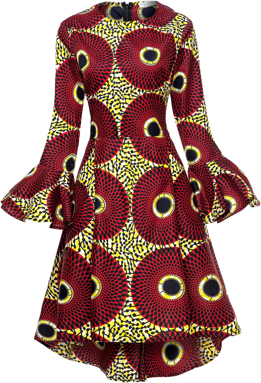 Women African Print Dresses Autumn and Winter Long Sleeves Ankara Dress
