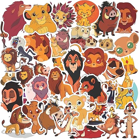 Amazon H2 Studio 防水ビニールライオンキングステッカー かわいい面白いライオンキングキャラクター 水筒 ノートパソコン ノートブック 携帯電話 スケートボード ヘルメット ギター 荷物などを装飾 ステッカー デカール 車 バイク