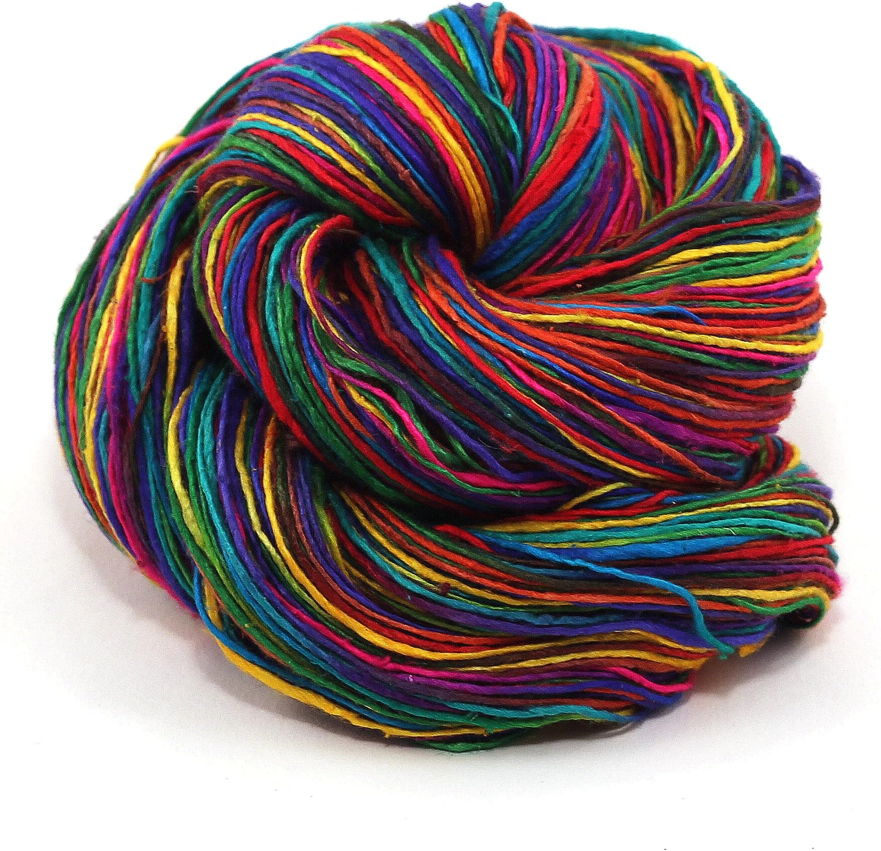 Soft Silky Fingering Lace Weight Silk Yarn - Perfect for Creating Cardigans, Sweaters, Socks, Shawls - Exotic Rainbow