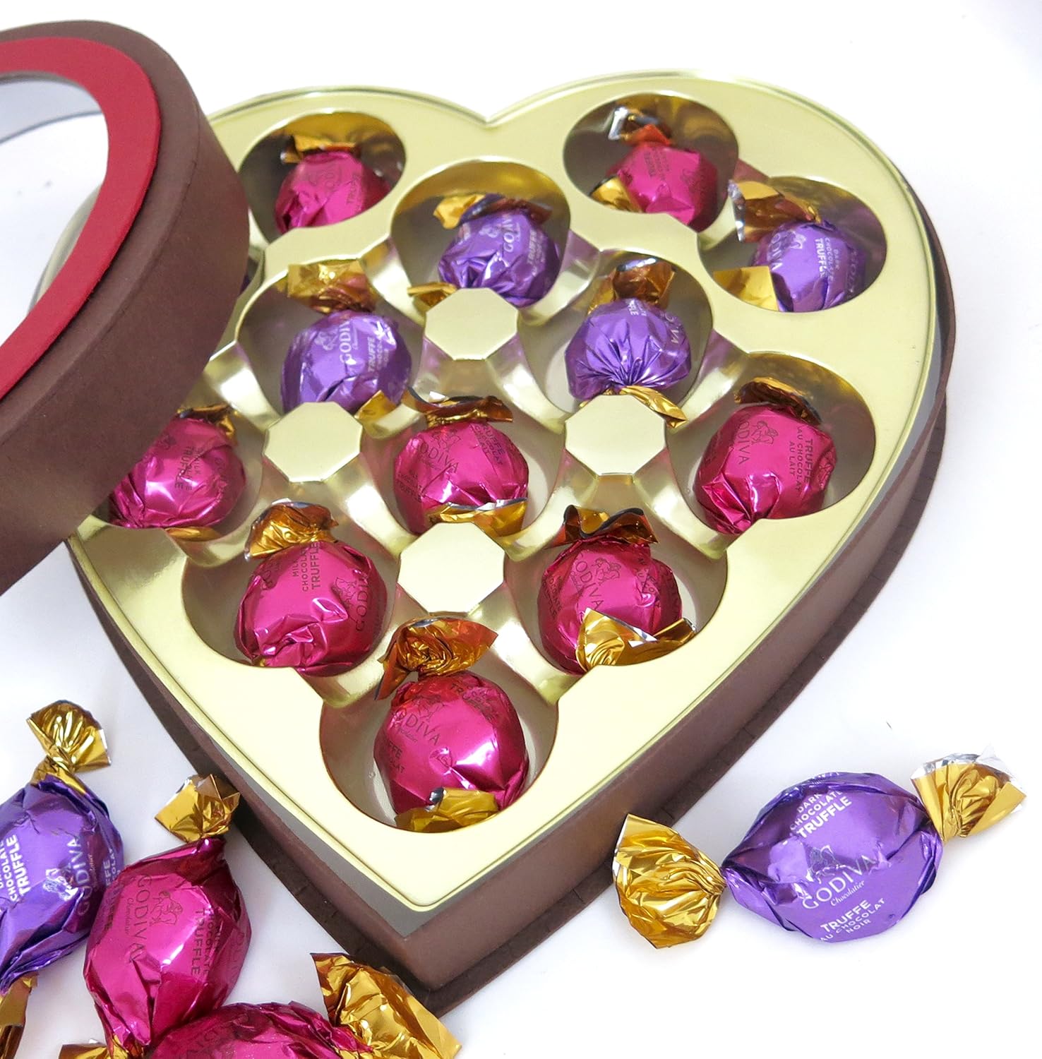 Valentine's day godiva chocolate love heart, Godiva in Clear Two Tone