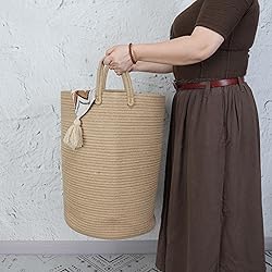 XUANGUO Cotton Rope Laundry Basket Hamper for
