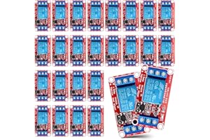 Kigeli 24 Pcs 5v Relay Module One Channel Switch with Optocoupler and Opto Isolation, Compatible with High and Low Level Triggers, 19.69 x 10.24 x 7.09 Inches