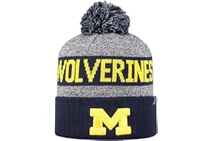 Top of the World NCAA Arctic Striped Cuffed Knit Pom Beanie Hat-Michigan Wolverines