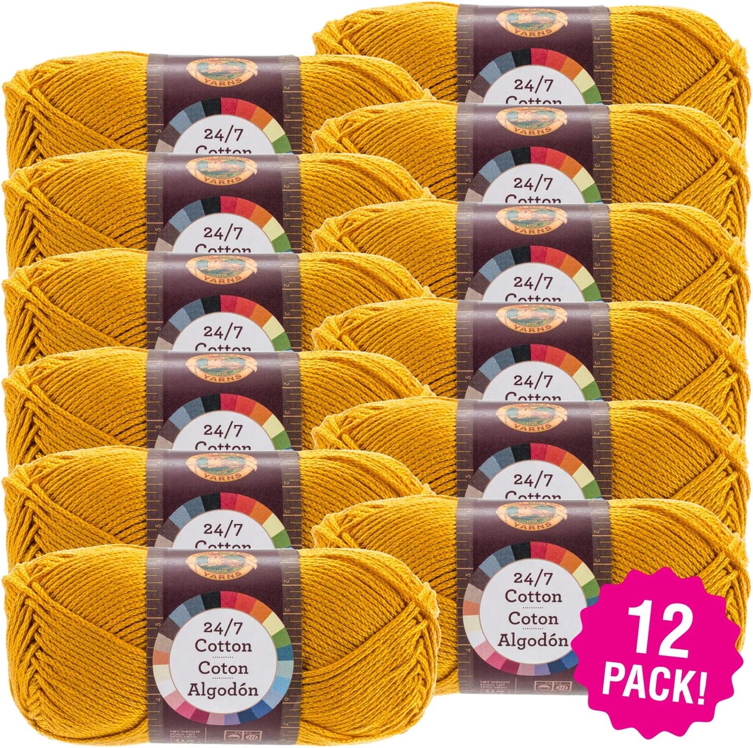 Lion Brand 24/7 Cotton Yarn12/PkGoldenrod, 12/Pk