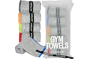 Acteon Microfiber Gym Towels 5 Pack, Quick Dry Silver ION Odor-Free Sweat Towel, Super Absorbent Fast Drying for Men & Women, Workout, Yoga, Running, Hiking, Travel – 16x30.5 Inch