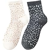 Arukora Leopard Print Women's Socks, Animal Pattern Crew Soft Polka Dot Cotton Ankle Sock