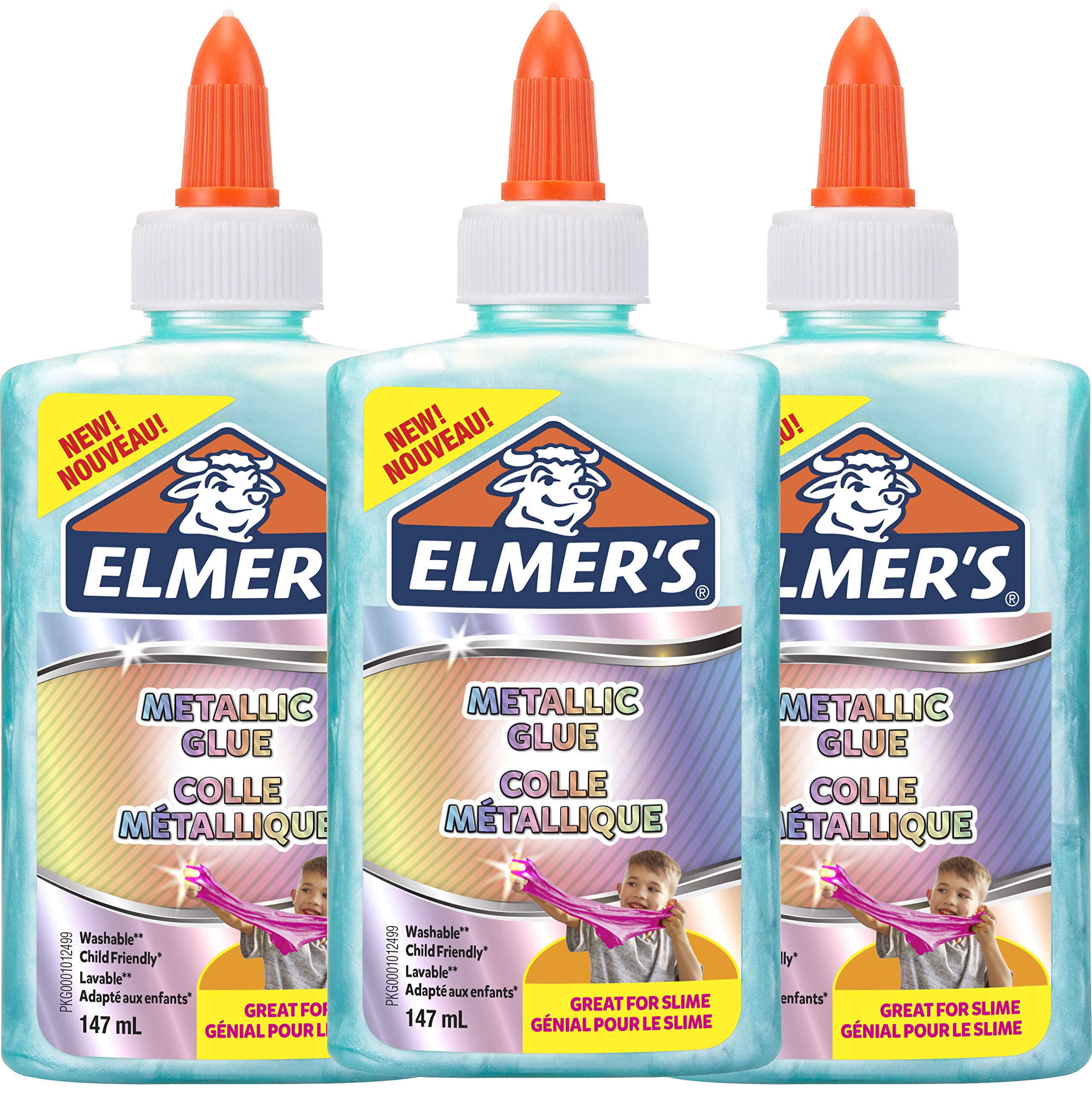 Elmer's Metallic PVA Glue | Teal | 147 mL | Washable & Kid Friendly | Great for Making Slime | Washable & Kid Friendly | 1 Count