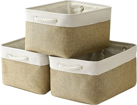 Amazon Tcafmac収納かご 収納収納バスケット 3個セット かご バスケット 洗濯かご ストレージバスケット ファブリック綿麻製収納ボックス 布製収納ボックス おもちゃ収納 衣類収納 折り畳む式整理用バスケット おしゃれなインテリア雑貨 巾着 高耐久性 ハンドル付き 35