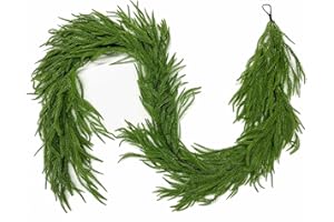 SENJIE 9FT Christmas Garlands Norfolk Pine Garland Real Touch Artificial Faux Greenery Garland for Holiday Indoor Outdoor Decor
