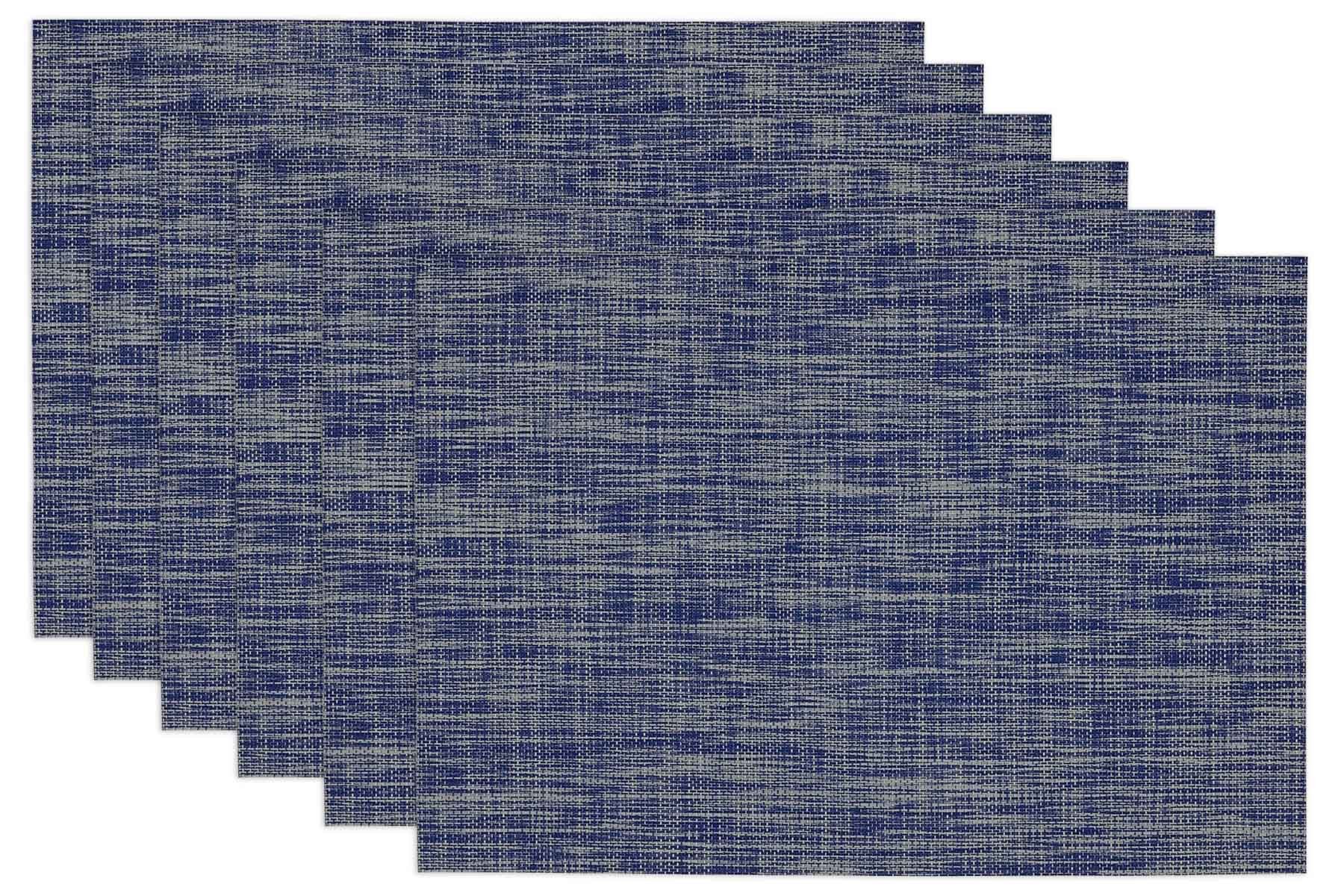 DII Everyday, Easy to Clean Indoor/Outdoor Woven Vinyl Multi Color Crosshatched Placemats, 13x17.75", Blue