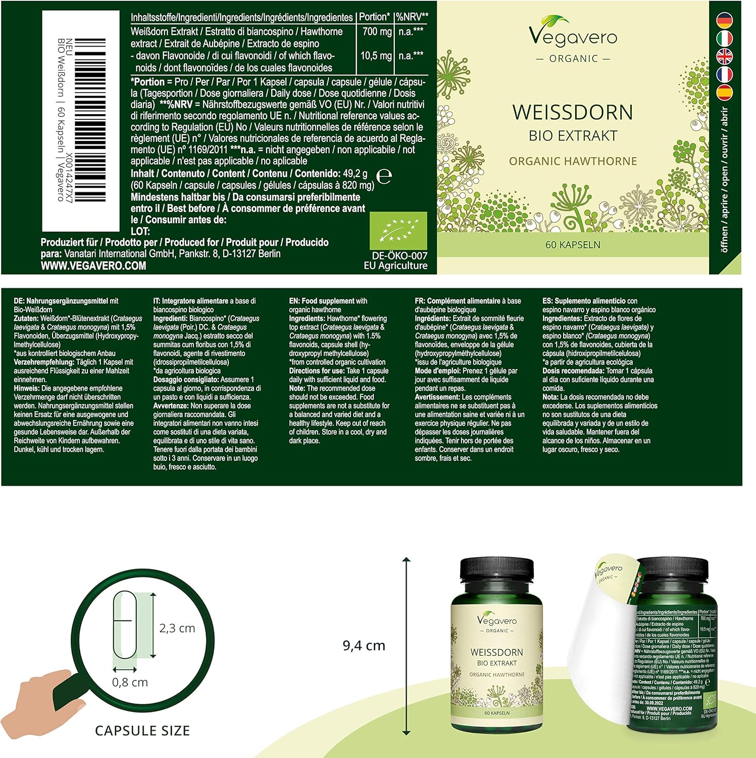 Vegavero Organic Hawthorn Berry Capsules, 60 count (Pack of 1) - Image 3