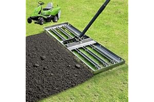 FRESHFARM Lawn Leveling rake 34.1"x9.4" Levelawn Tool with 70.5" Adjustable Long Handle Heavy Duty Landscape Leveling Rake Lawn Leveler Yard Tool for Backyard, Golf Course, Garden, Pasture, Farm