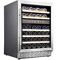 Phiestina 45 Bottle Wine Cooler 23 Inch Dual Zone Built-in or Freestanding Wine Refrigerator with Compressor Cooling…