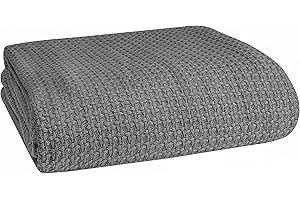 BELIZZI HOME Elvana Home 100% Cotton Bed Blanket, Breathable Bed Blanket Twin Size, Cotton Thermal Blankets Twin, Perfect for Layering Any Bed for All Season, Charcoal Grey