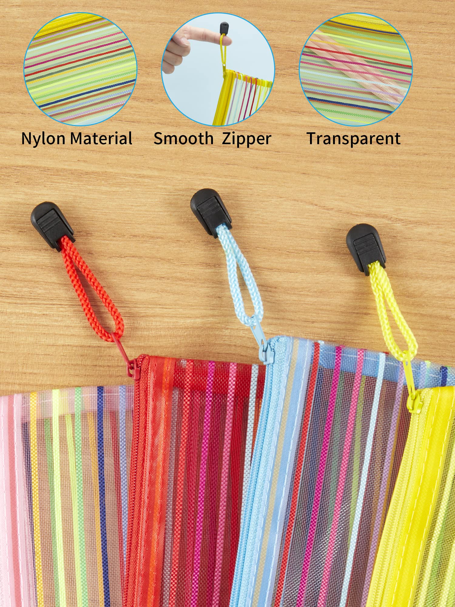 JARLINK 20 Pack 10 Colors Zipper Mesh Pouch, Zipper Bag Multipurpose Travel Bags for Office Supplies Cosmetics Travel Accessories Multicolor