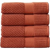 NY Loft 100% Cotton 4 Pack Bath Towel Set| Super Soft & Absorbent Quick-Dry Bath Towels 30" x 52" |Textured and Durable Cotton | Trinity Collection (4 Pack, Clay)