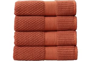 NY Loft 100% Cotton 4 Pack Bath Towel Set| Super Soft & Absorbent Quick-Dry Bath Towels 30" x 52" |Textured and Durable Cotton | Trinity Collection (4 Pack, Clay)