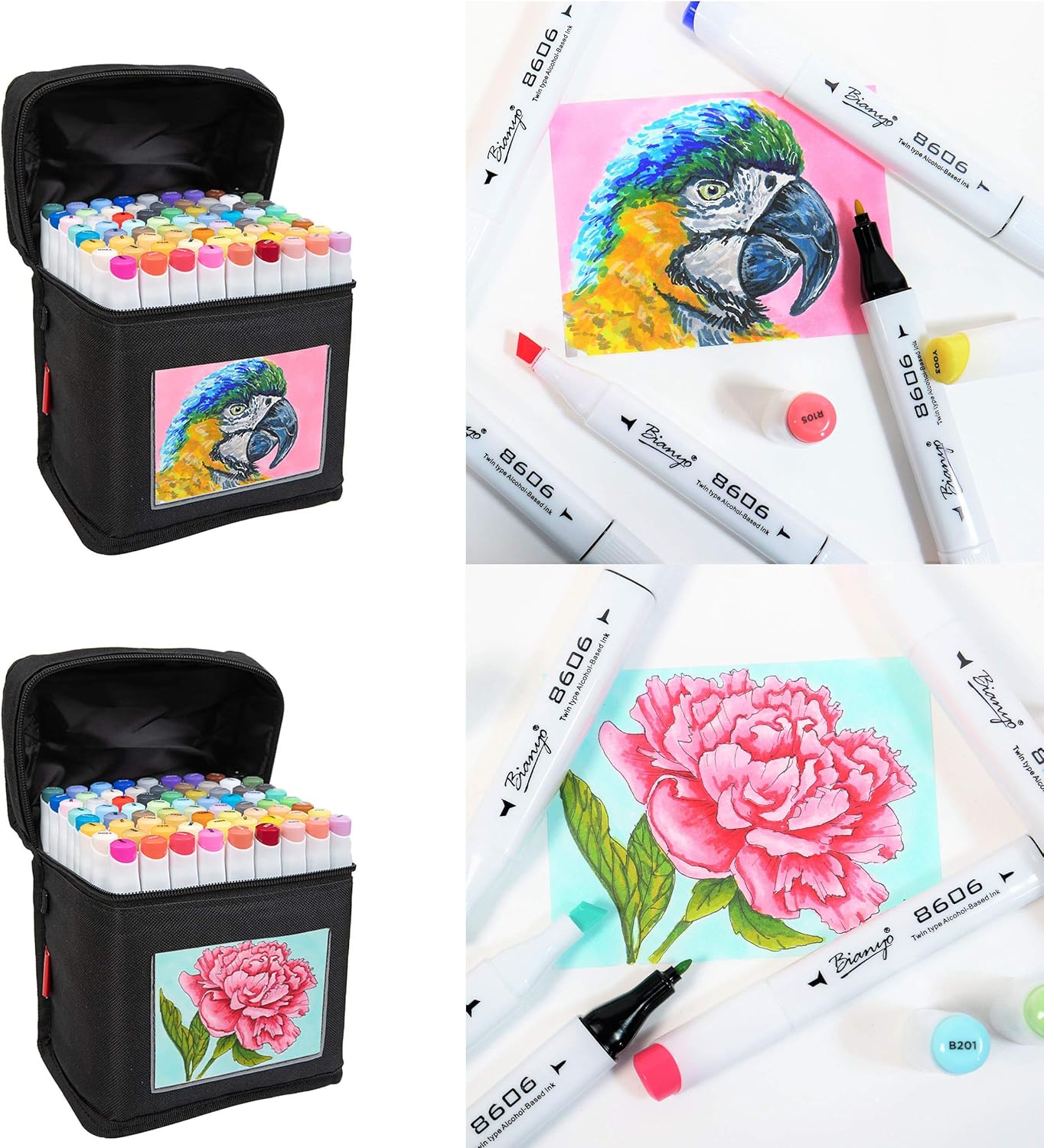 Bianyo Classic Series Alcohol-Based Dual Tip Art Markers（Set of 72, Travel Case） : Office Products