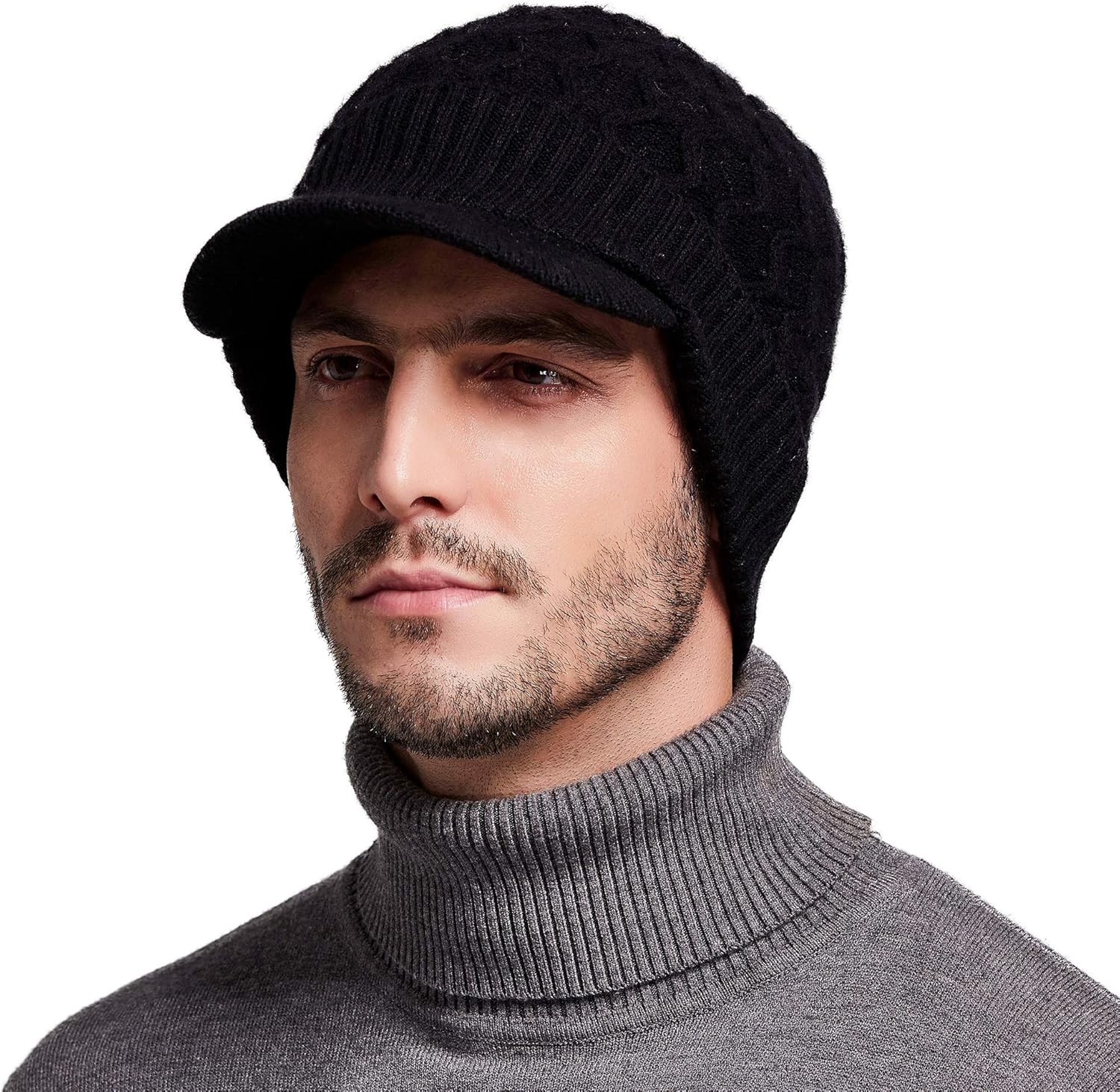 Men's knit cap with visor Clearance