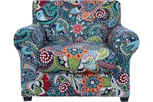 hyha Couch Covers, Chair/Sofa Covers, Floral Pattern, Stretch, Printed, 2 Pieces, Armchair Slipcover, Separate Couch Cushion Slipcover, Furniture Protector for Dogs(Armchair, Paisley Floral)