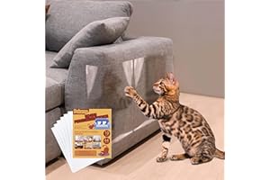 POLAMG Anti Cat Scratch Furniture Protector-10 Pack Single Side Couch Protector for Cats, Self-Adhesive Cat Tape for Furniture, Clear Cat Scratch Deterrent for Furniture Door Wall
