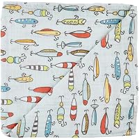 Bebe Au Lait Oh So Soft Muslin Crib Sheet – Breathable, Machine Washable, Fits Standard Crib Mattresses, Surf Pattern (Gender Neutral)