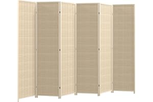 HOMCOM 6 Panel Room Divider, 6 Ft Tall Indoor Portable Folding Privacy Screen, Bamboo Hand-Woven Freestanding Partition Wall 