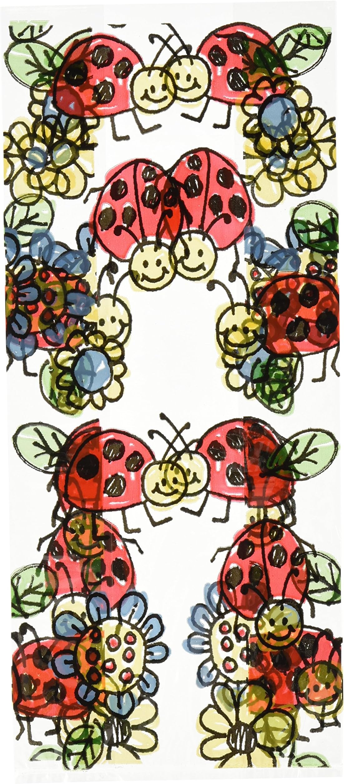 PCL INTERNATIONAL 10 Count Lady Bugs Design Cello Lunch Bag, 5" by 11", Multicolor