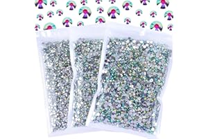 Duflash 25000 Pcs Crystal AB Resin Rhinestone, 3 mm 4 mm 5 mm Jelly Resin Non Hotfix Rhinestones for Crafts DIY Design, Tumblers, Clothes, Makeup, Nail Art
