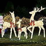 Lulu Home Set of 3 Pre-lit White Reindeer with 210