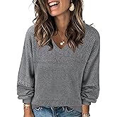 Messic Womens Pullover Sweaters 2025 Casual Long Sleeve V Neck Lightweight Loose Knit Tops